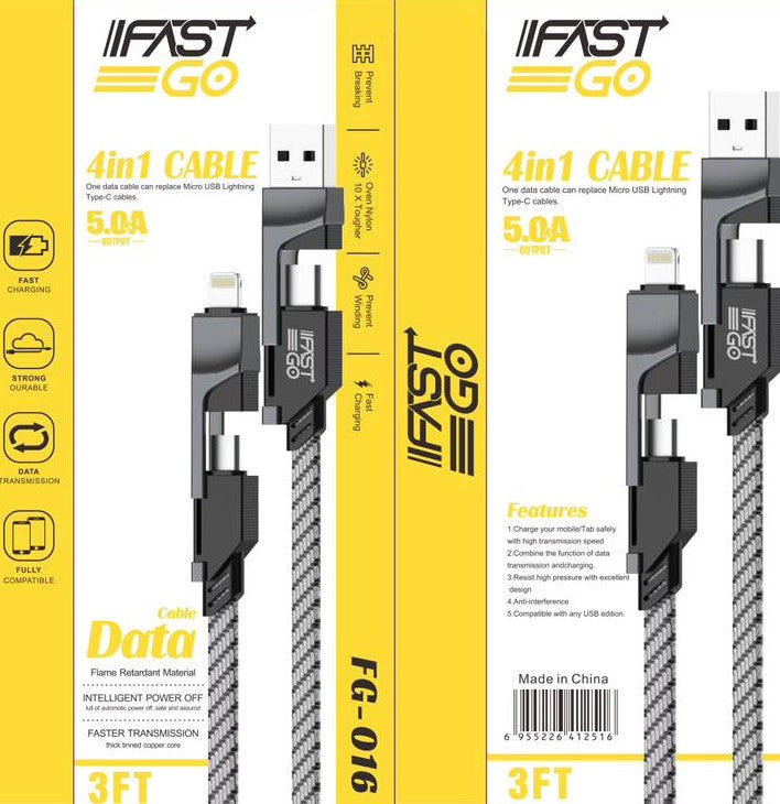 4 in 1 Phone Cable Replace USB, Lighting and Type C Cables.