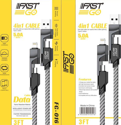 4 in 1 Phone Cable Replace USB, Lighting and Type C Cables.